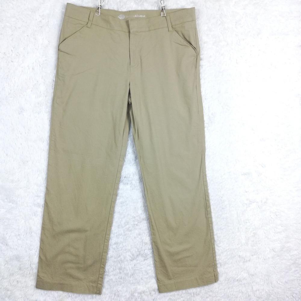 Dickies Womens Pants Straight Leg Relaxed Fit Beige Brown Casual Plus 16